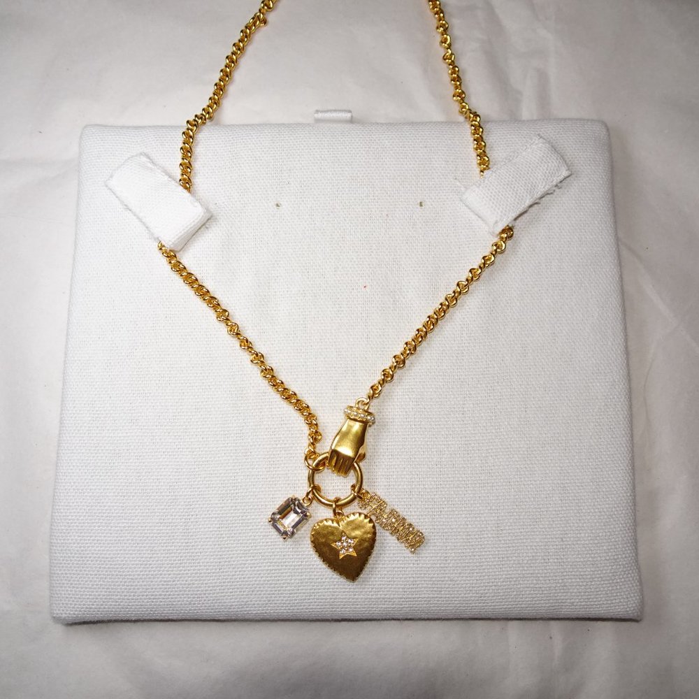 Dior J'Adior Hand Heart Crystal Gold Chain Necklace - Picture 7 of 13